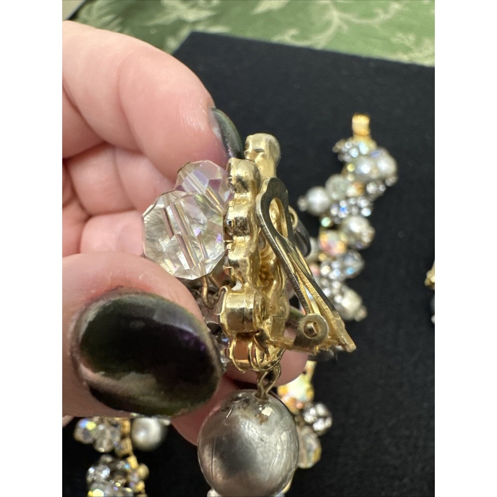 Decadent Juliana D&E Faux Pearl Iridescent Rhinestone 3 Piece Parure Set AB Rare - Picture 12 of 16
